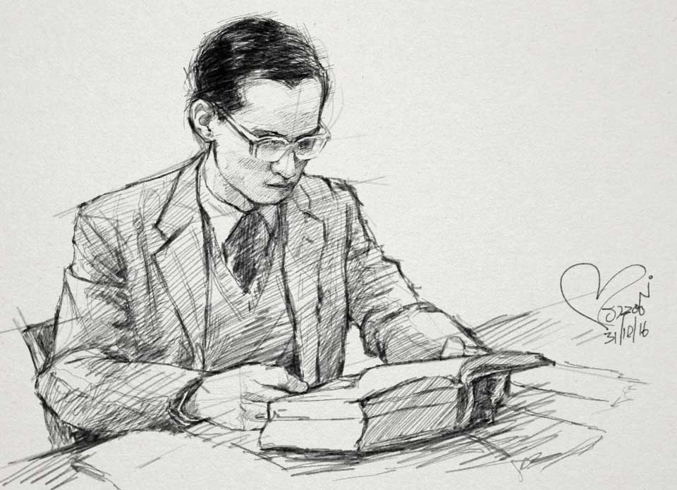 His Majesty King Bhumibol Adulyadej Drawing