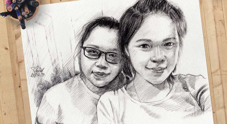 บริการรับวาดภาพเหมือน สไตล์ลายเส้นดินสอ ขาวดำ บนกระดาษ A4 จัดส่ง EMS ฟรี!!