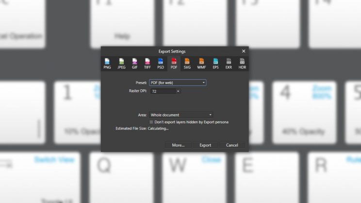 Affinity Designer Export Settings