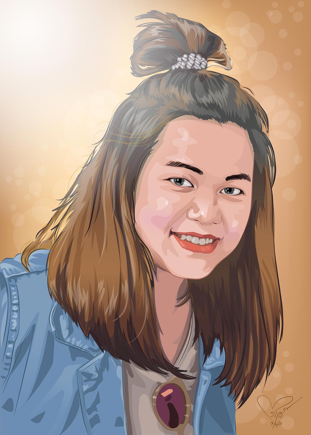 ภาพเหมือน ภาพวาดสไตล์เวคเตอร์ ภาพวาดโปรแกรมกราฟฟิค Vector Portrait By Illustrator