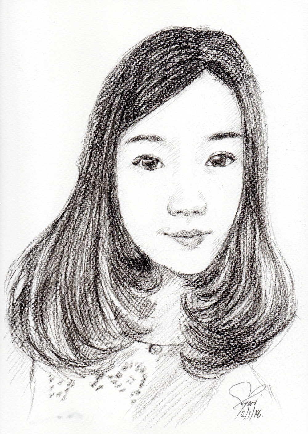 วาดภาพเหมือน ผู้หญิง ลายเส้นดินสอ (Drawing girl portrait)