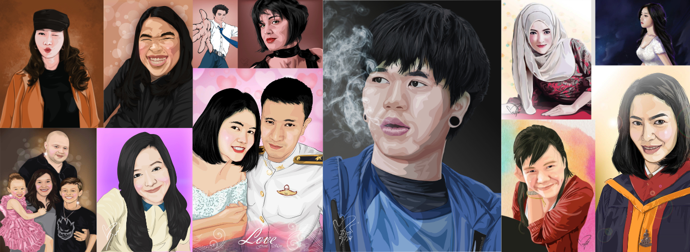 รับวาดภาพเหมือนสไตล์เวกเตอร์ วาดภาพด้วย Illustrator