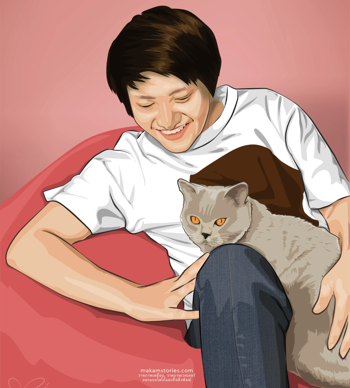 ภาพวาดสไตล์เวคเตอร์ (Vector Portrait) ภาพเหมือนมีสไตล์สีสันสดใส