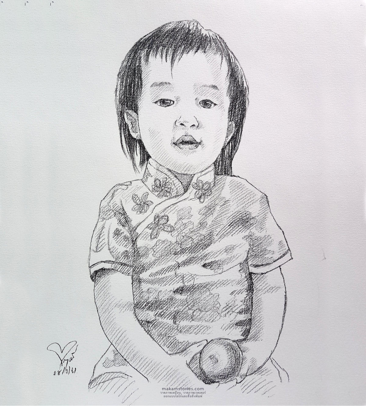 ภาพเหมือนลายเส้น ภาพวาดเด็กผู้หญิง