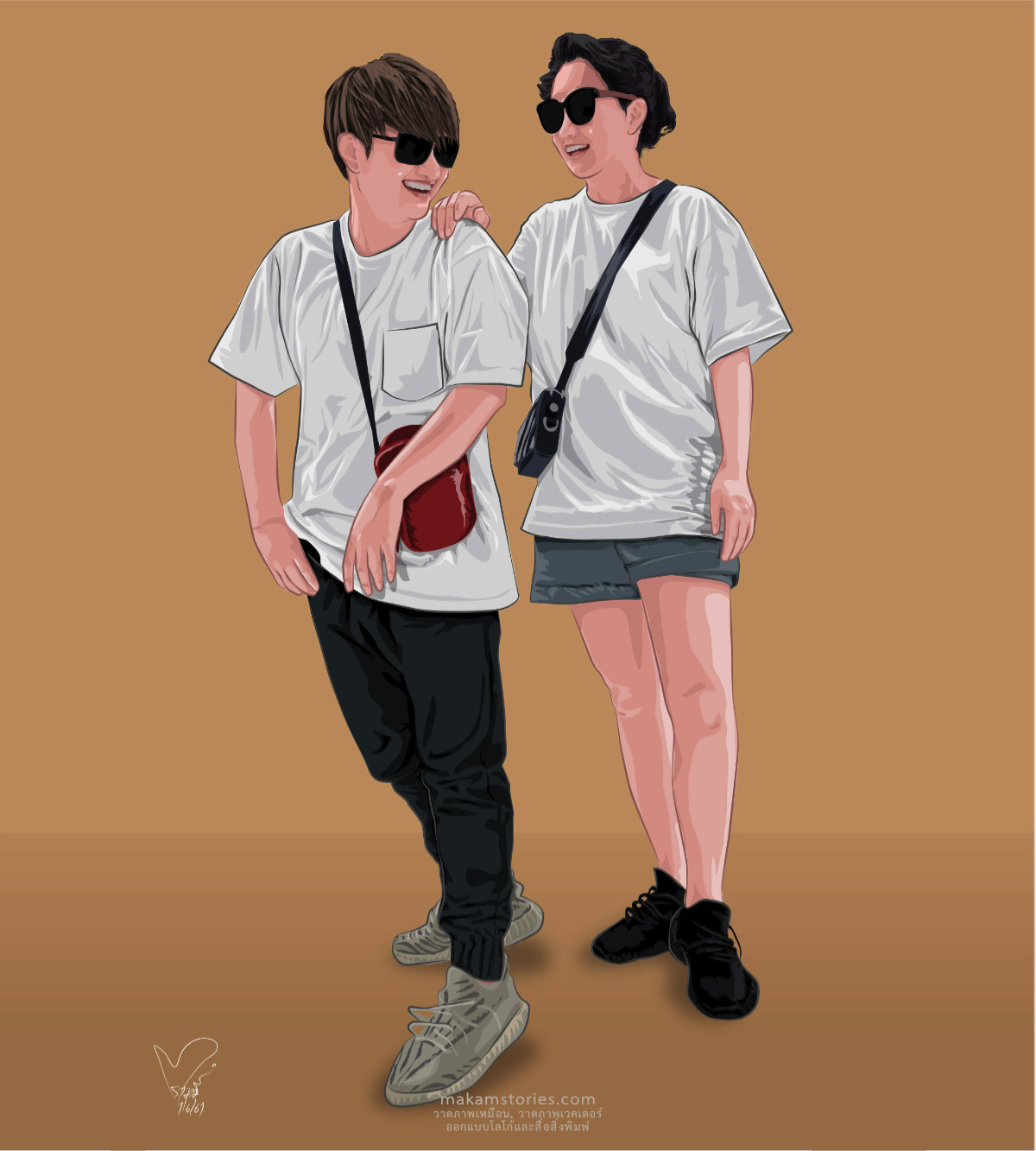 ผลงานวาดภาพเหมือนบุคคลสไตล์เวคเตอร์ ที่วาดด้วยโปรแกรม Affinity Designer