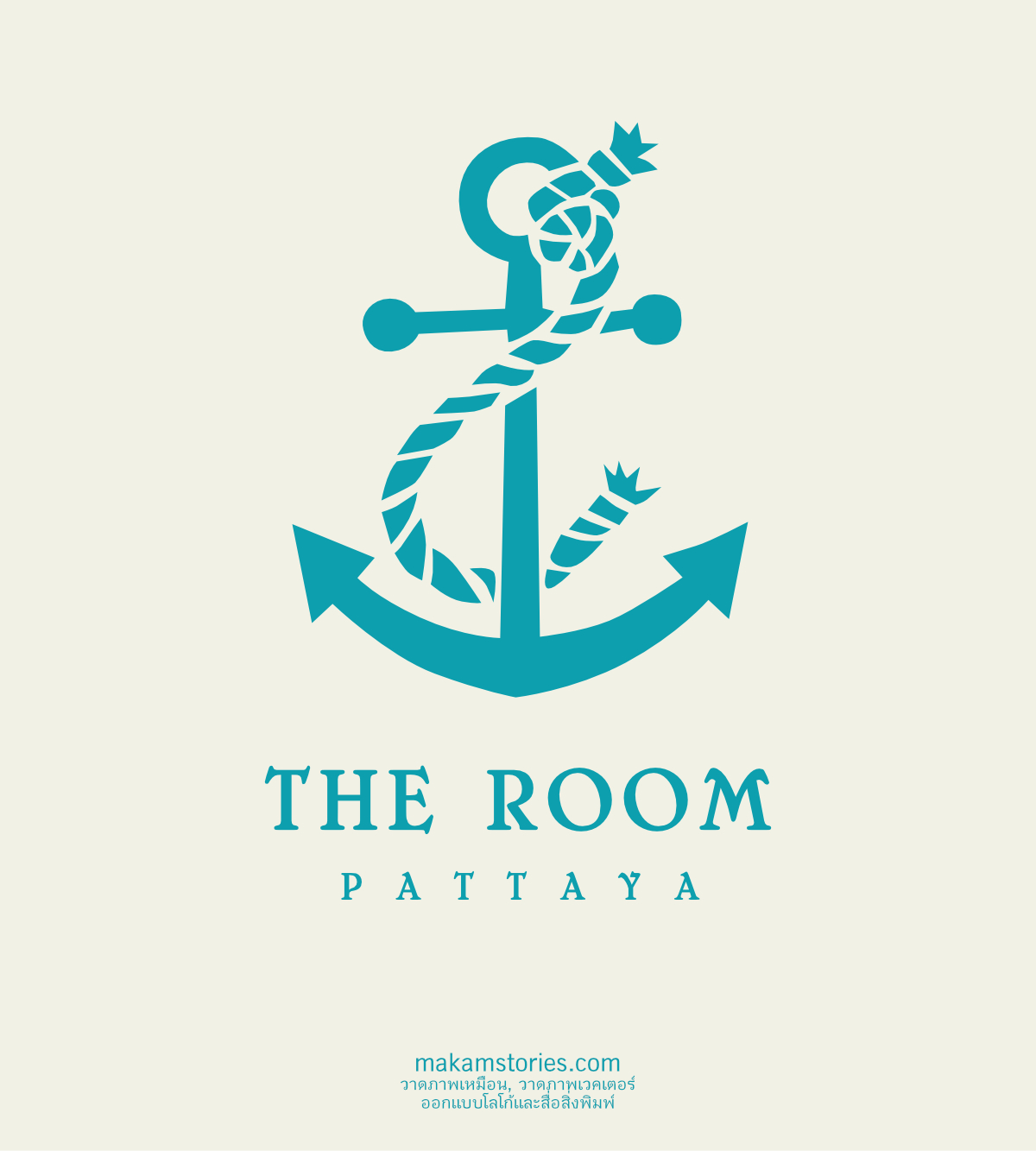 ออกแบบโลโก้ โลโก้ดีไซน์ The Room Pattaya Logo โลโก้โรงแรม ห้องเช่า ที่พัก