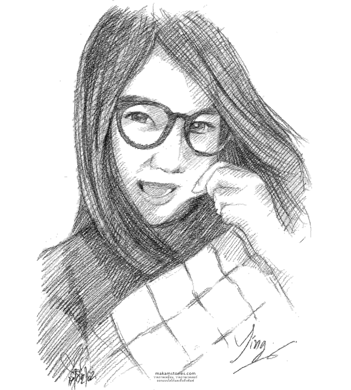 ภาพเหมือนลายเส้นผู้หญิง Drawing Portrait