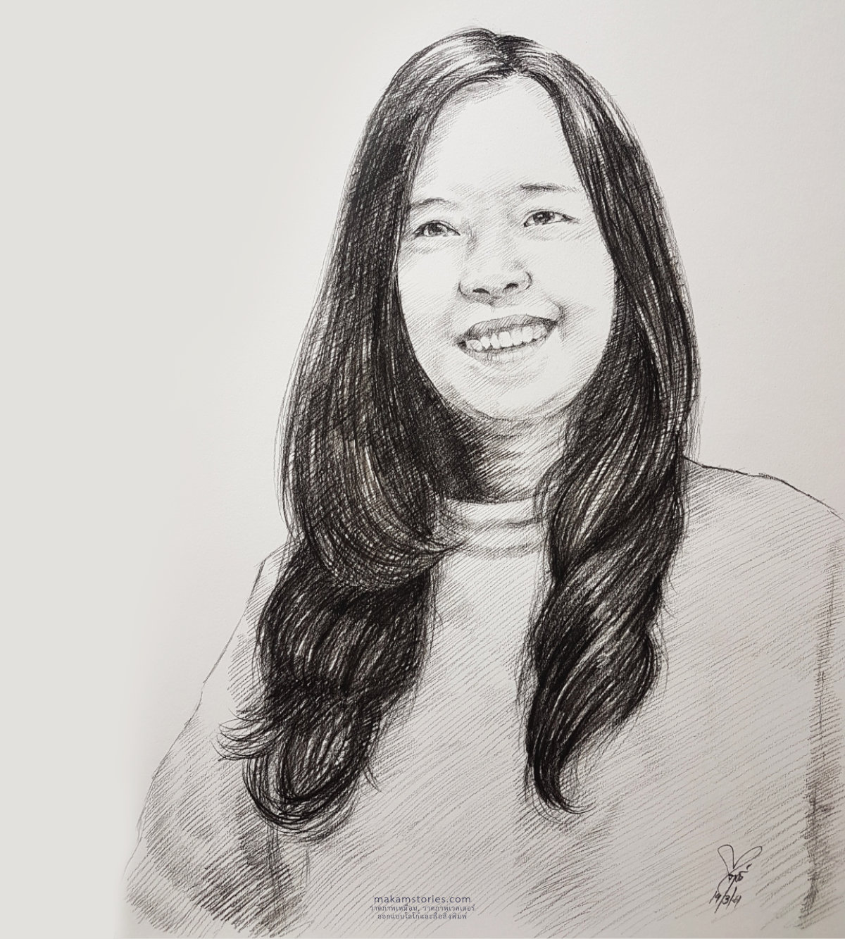ภาพเหมือน ภาพวาดลายเส้นผู้หญิง