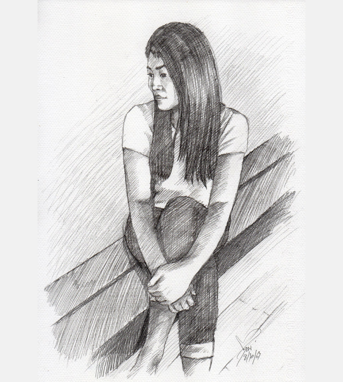 ผลงานวาดภาพเหมือนลายเส้น ภาพเหมือนลายเส้นผู้หญิง