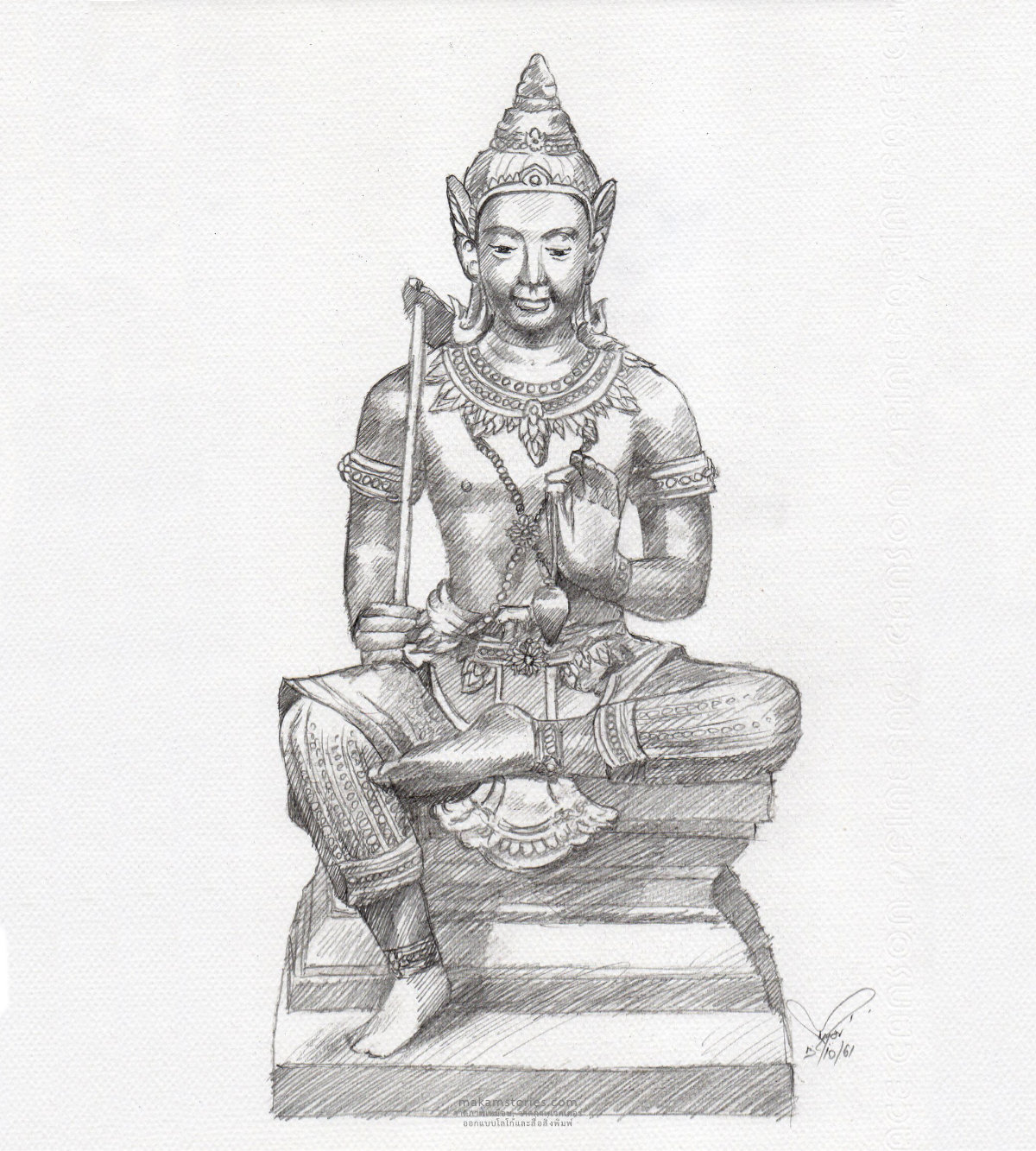 วาดภาพเหมือนลายเส้น รูปปั้นพระวิษณุ