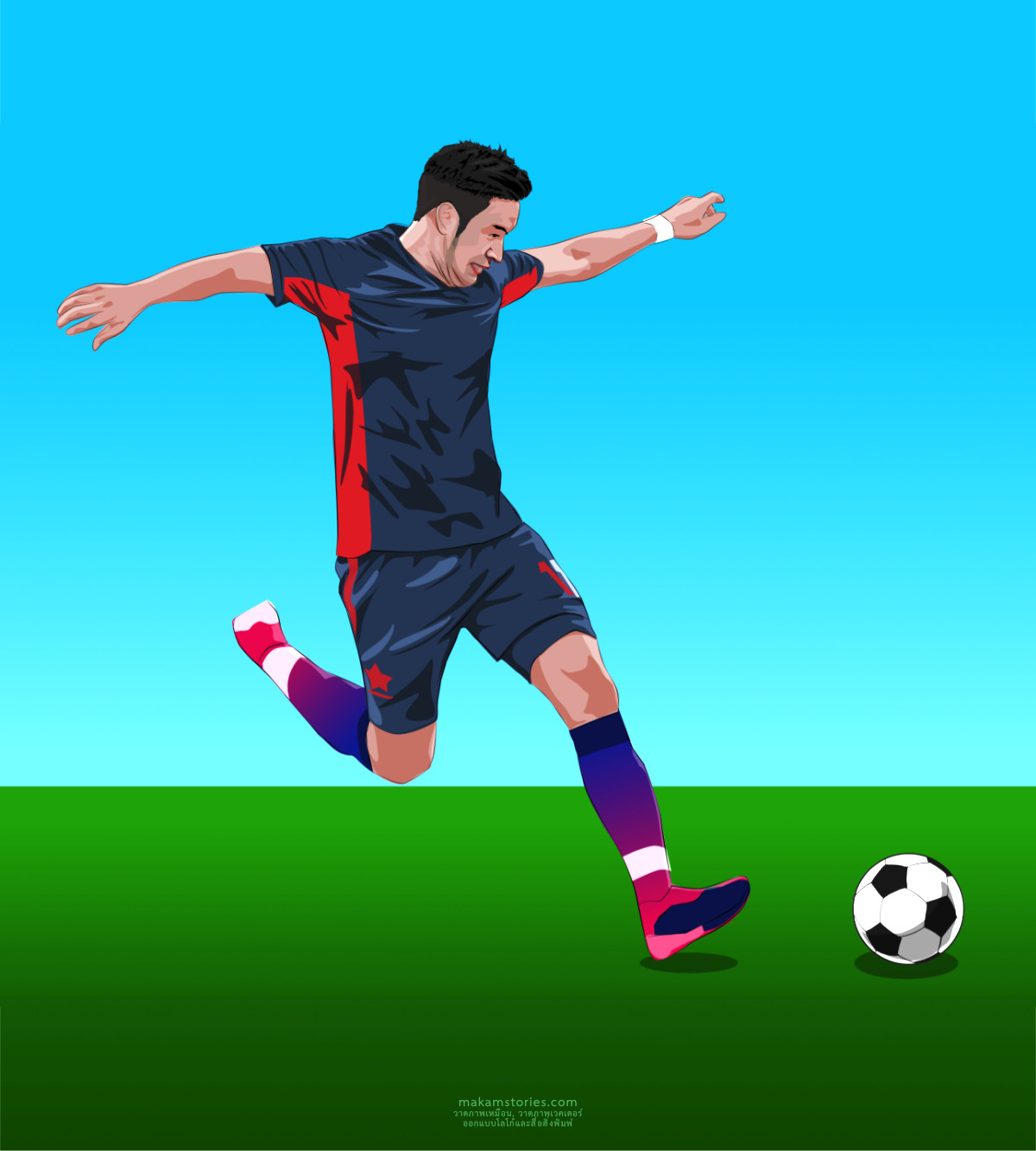 วาดภาพเหมือนสไตล์เวคเตอร์ (Vector Portrait) ภาพเหมือนดารานักกีฬาฟุตบอล