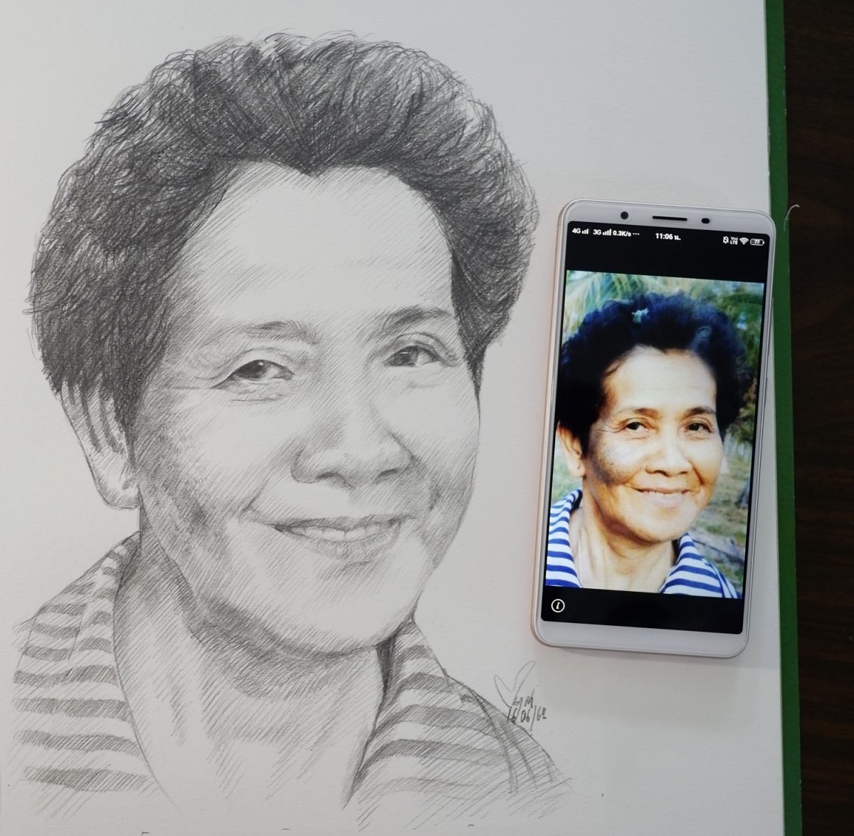 เปรียบเทียบผลงาน วาดภาพเหมือนลายเส้น กับภาพต้นแบบ