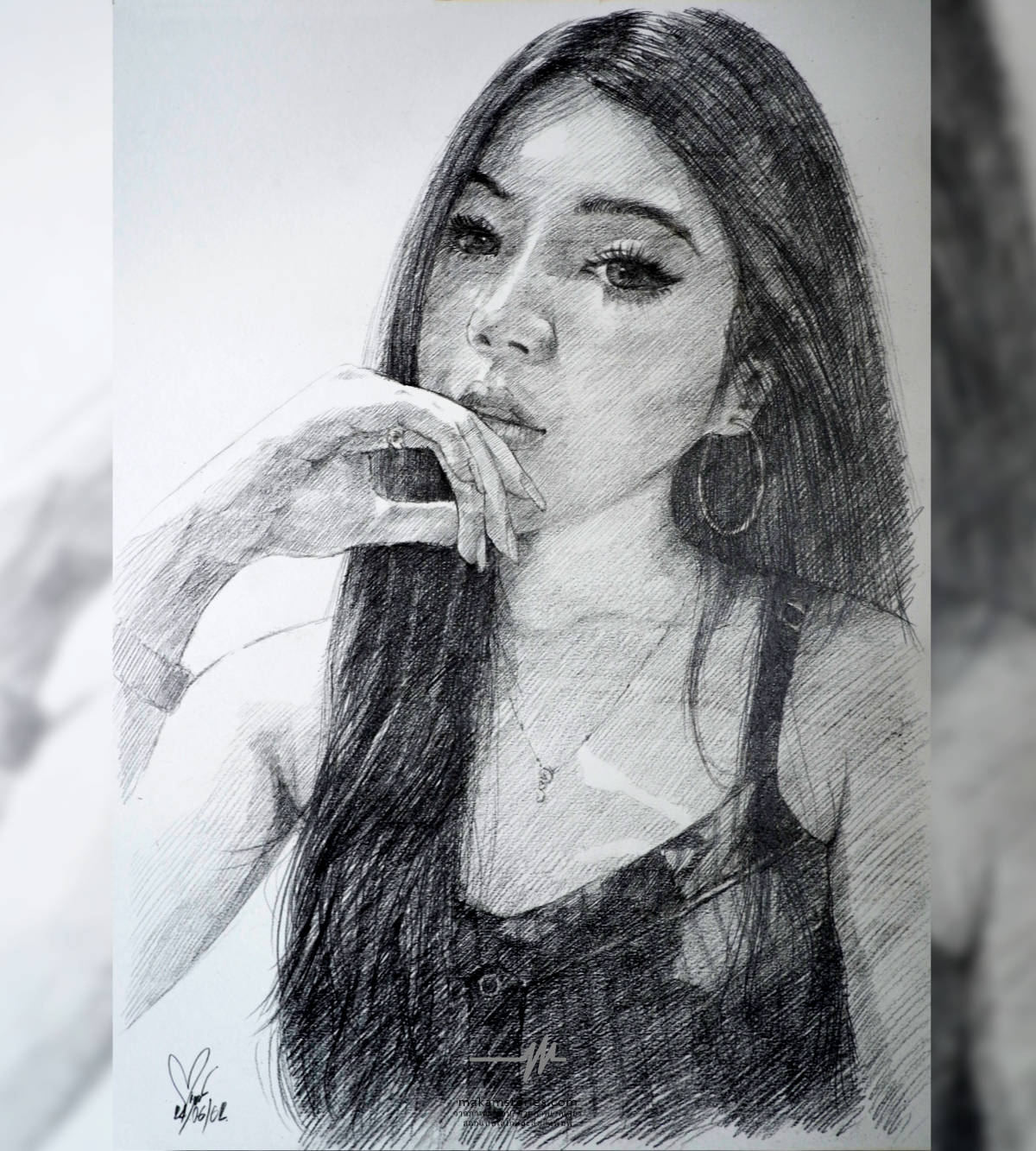 ผลงานรับวาดภาพเหมือนลายเส้น (Drawing) วาดภาพเหมือนผู้หญิง