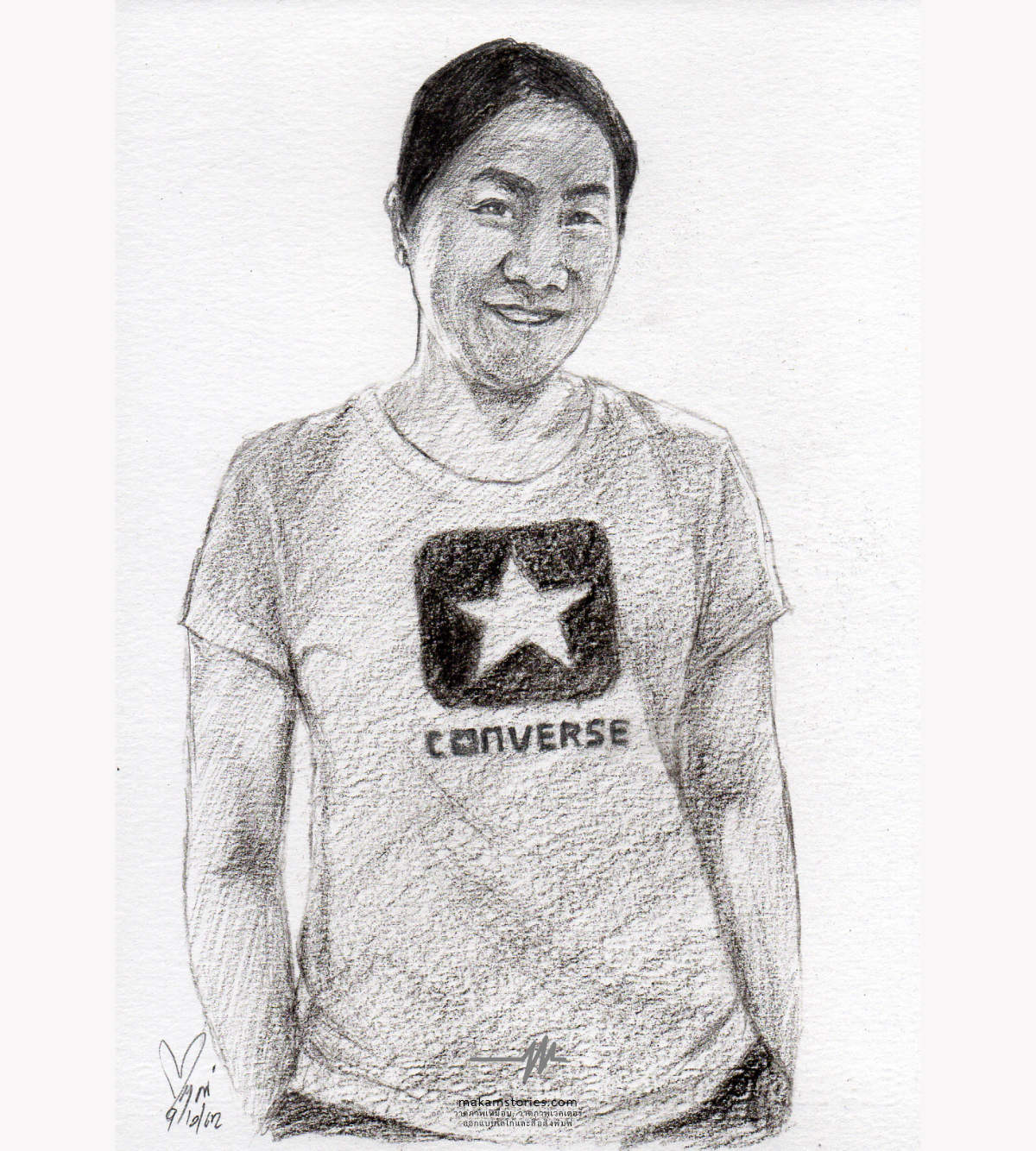 วาดภาพเหมือนลายเส้นดินสอ ภาพวาดดรออิ้งผู้หญิง Drawing Portrait Woman