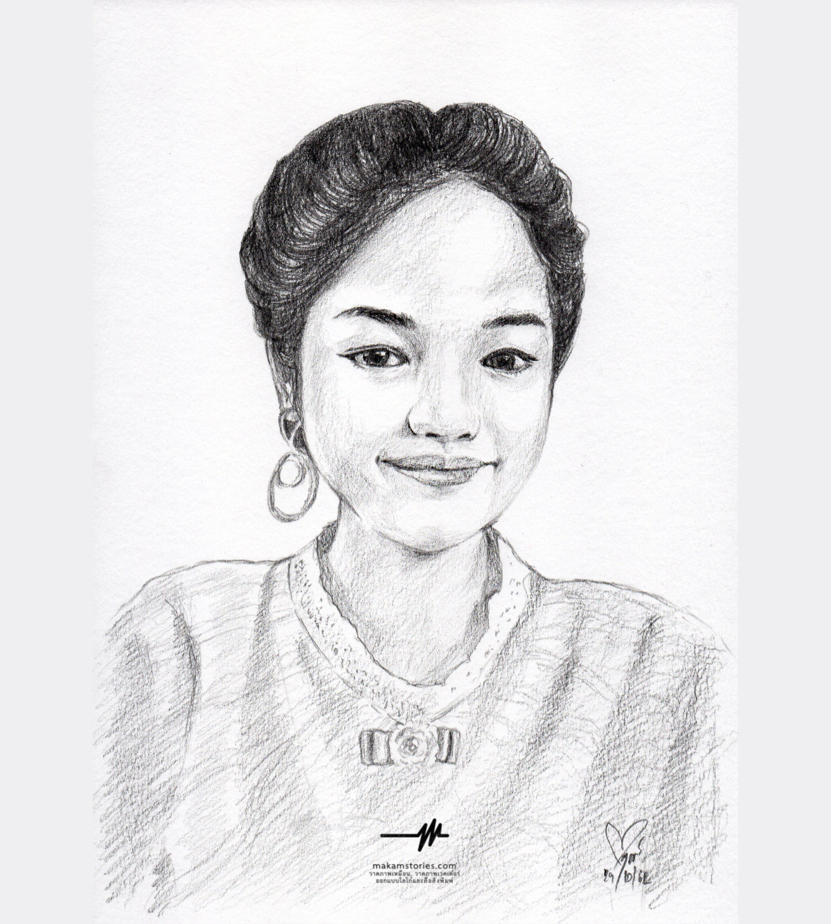 วาดภาพเหมือนลายเส้นผู้หญิง ภาพเหมือนสไตล์ลายเส้นดินสอ