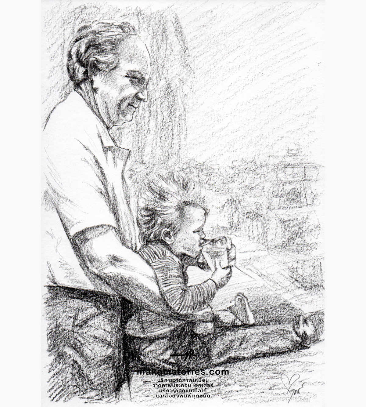 ภาพเหมือนลายเส้นดินสอ ภาพวาดบุคคลสไตล์ลายเส้นดินสอ