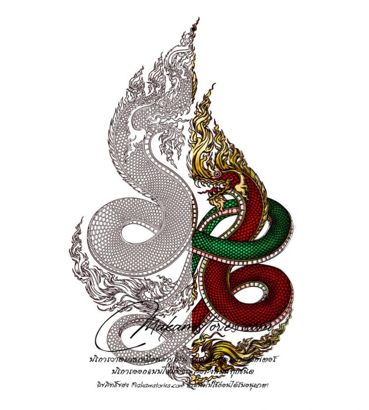 วาดภาพประกอบพญานาคคู่ ภาพวาด Illustration พญานาค วาดภาพพญานาค Vector เปรียบเทียบ