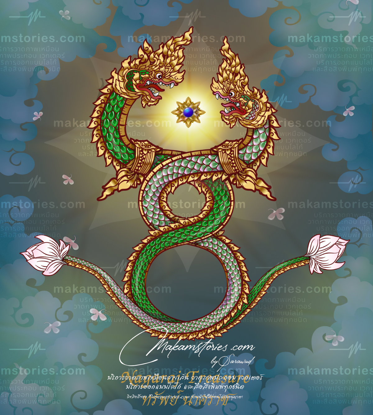 วาดภาพพญานาค วาดภาพพญานาคตามนิมิต ภาพพญานาคคู่
