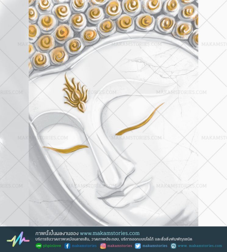 ภาพวาดหน้าองค์พระ วาดภาพด้วย Photoshop ภาพวาดหร้าพระสำหรับงานตกแต่งสถานที่