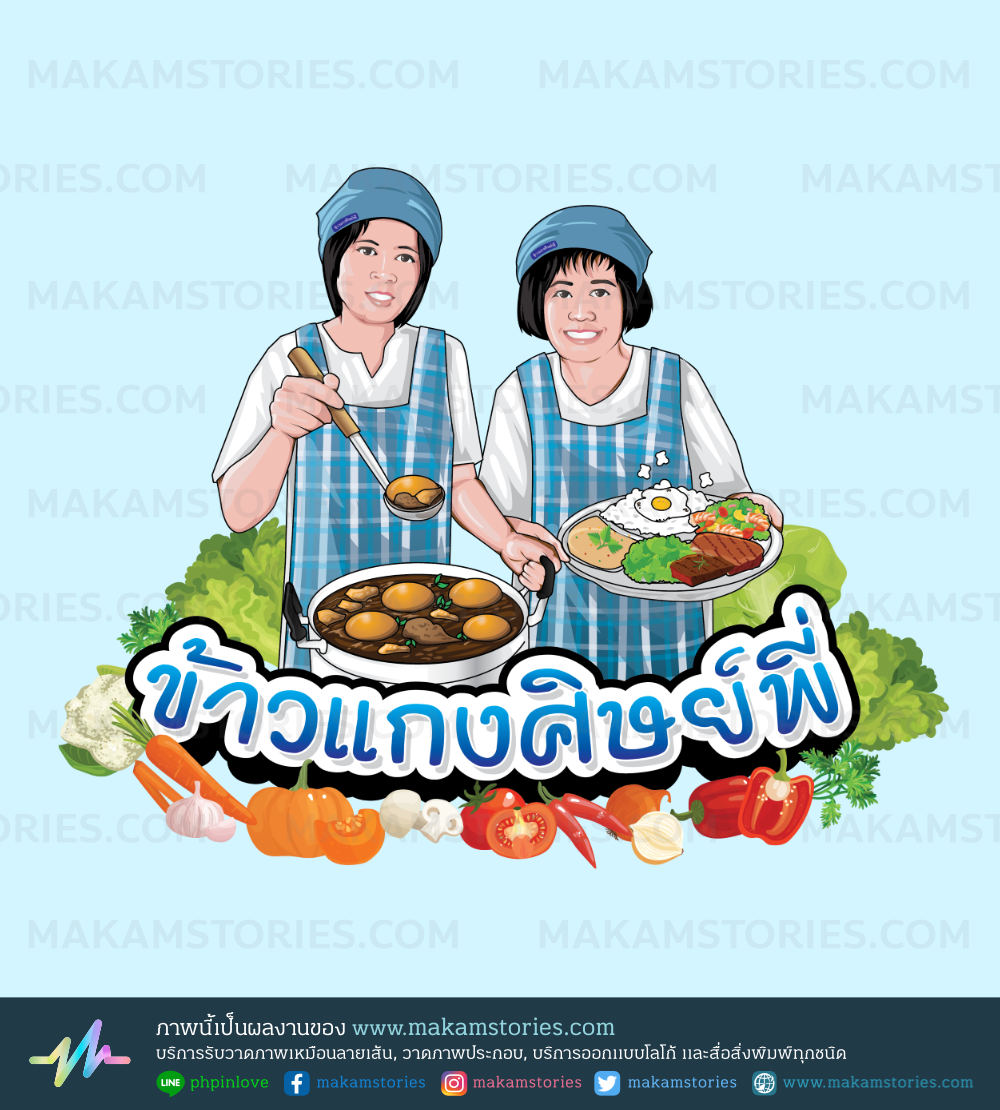 โลโก้ร้านข้าวราดแกง โลโก้ภาพเหมือนเวกเตอร์