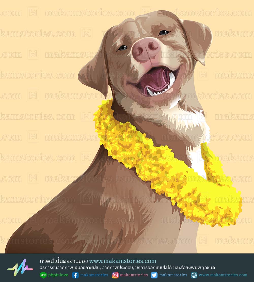 ภาพเหมือนสไตล์เวกเตอร์ ภาพเหมือนสุนัข วาดภาพเหมือนด้วย illustrator