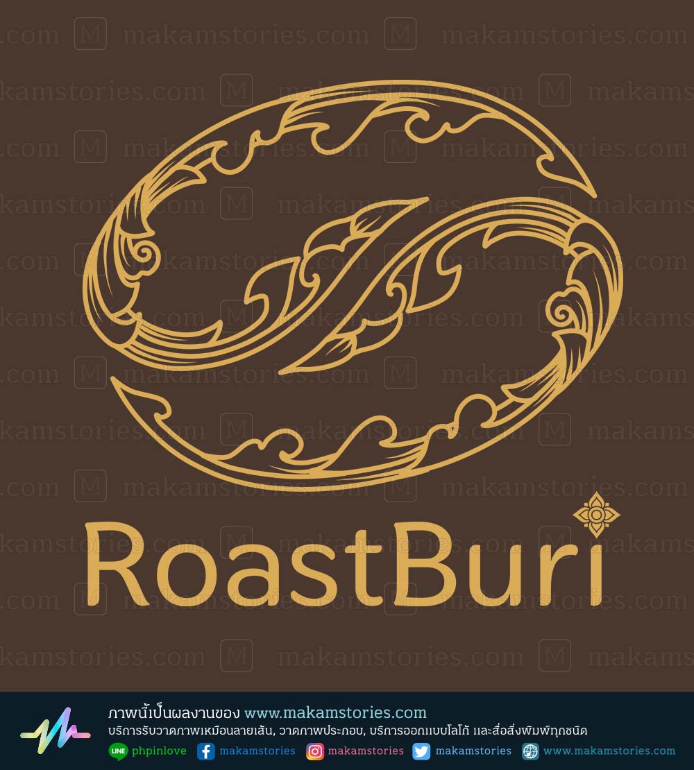 โลโก้ร้านกาแฟ โลโก้ลายไทย Coffee Cafe’ Logo