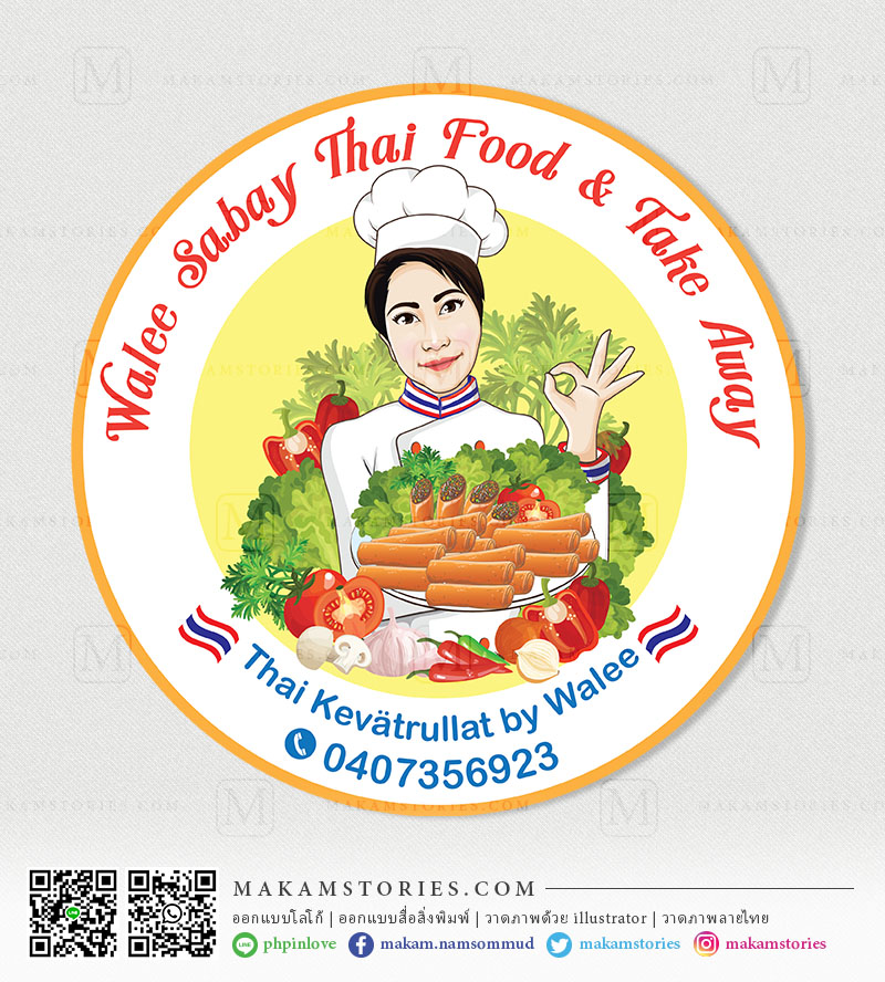 โลโก้การ์ตูนภาพเหมือน โลโก้ร้านอาหารไทยในต่างประเทศ Cartoon Logo