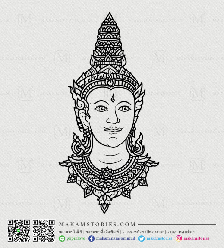 ภาพวาดเศียรพระวิษณุ ลายสกรีนเสื้อ