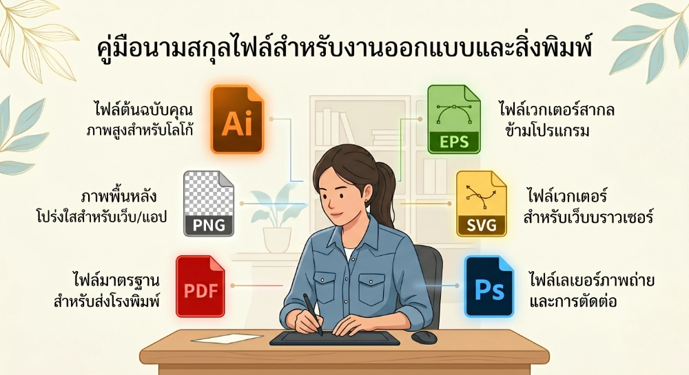 Infographic ง่าย ๆ คู่มือนามสกุลไฟล์สำหรับงานออกแบบโลโก้และสื่อสิ่งพิมพ์ เพื่อการนำไฟล์งานออกแบบไปใช้งานได้อย่างสมบูรณ์