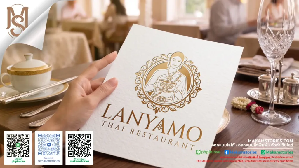 ออกแบบโลโก้ร้านอาหารไทย โลโก้ผู้หญิงชุดไทย สไตล์พรีเมียม หรูหรา ดึงดูดลูกค้า