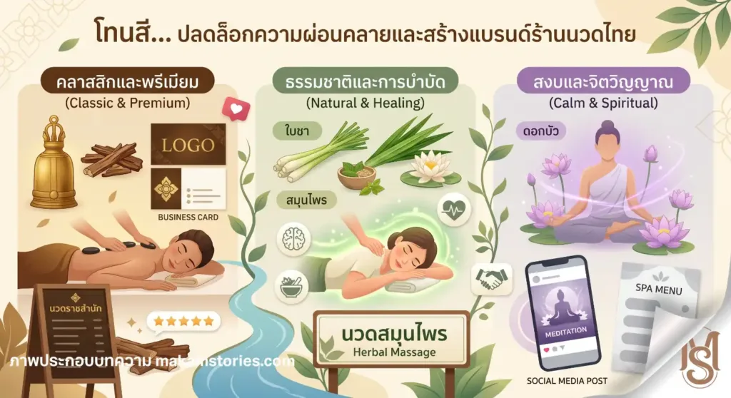 ปลดการสร้างแบรนด์ร้านนวดไทยและสปาด้วยโทนสีที่ใช่
